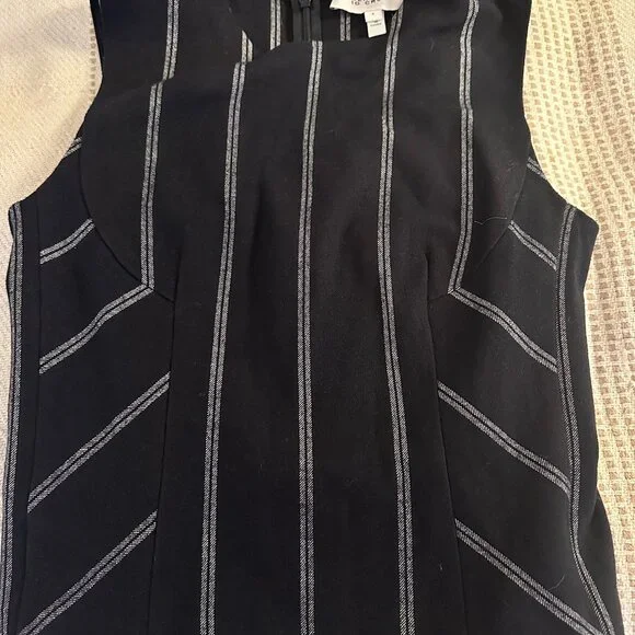 NWOT 10 Crosby Derek Lam Black White Pinstripe Sleeveless Back Zip Top 0 - Picture 7 of 7